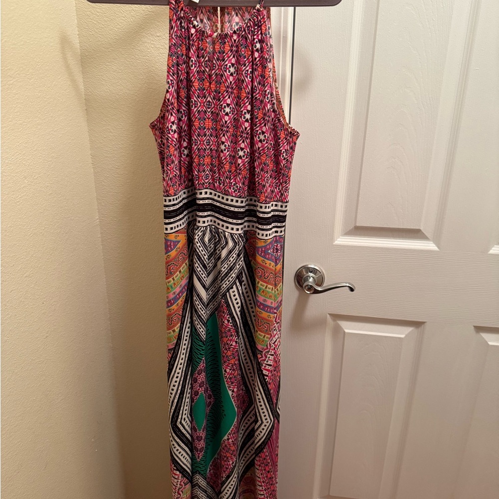 London Times Pink and Black Patterned Dress
